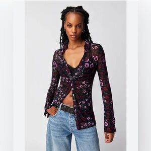 Free People Solid Lucky Mesh Shirtee size m